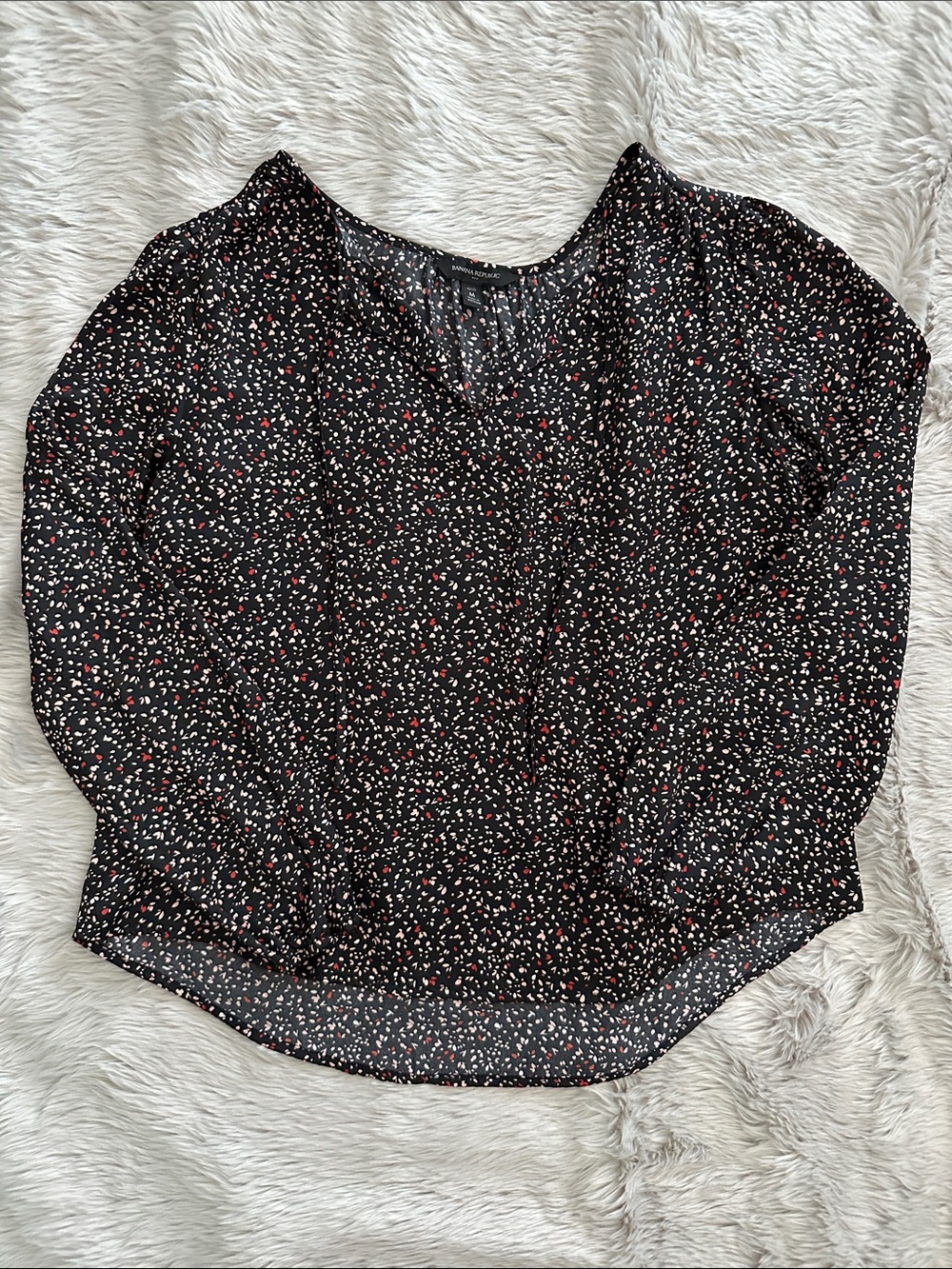 Banana Republic Factory Print Silky Long Sleeve Blouse (Petite)